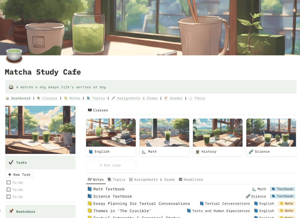 aesthetic matcha study planner