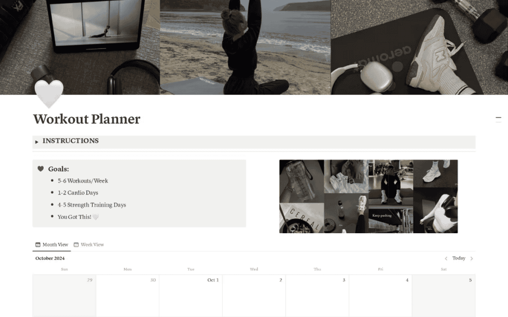 aesthetic workout planner