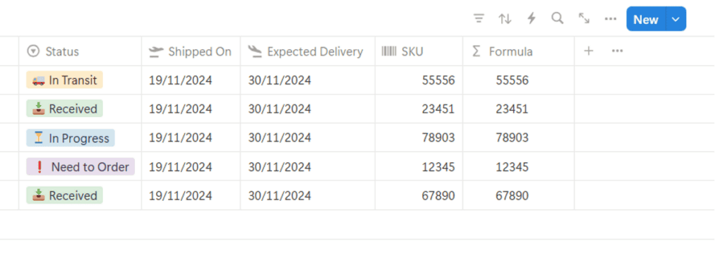 column text centered in a database table