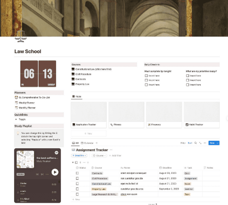 law school dashboard