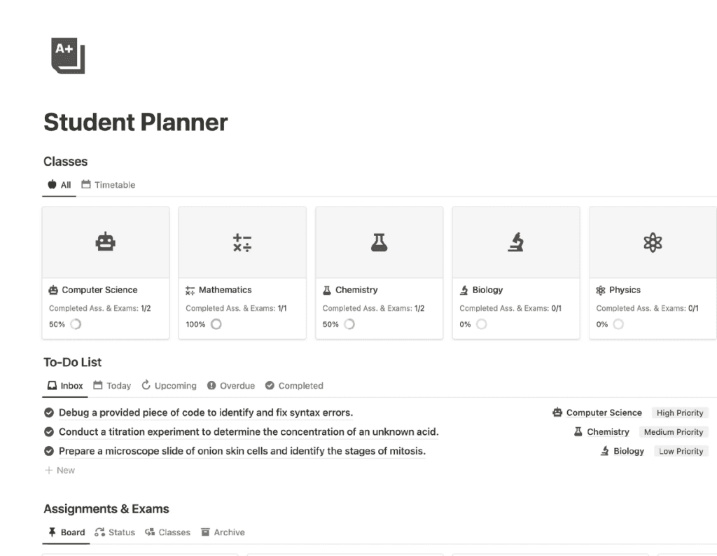 minimalist student planner