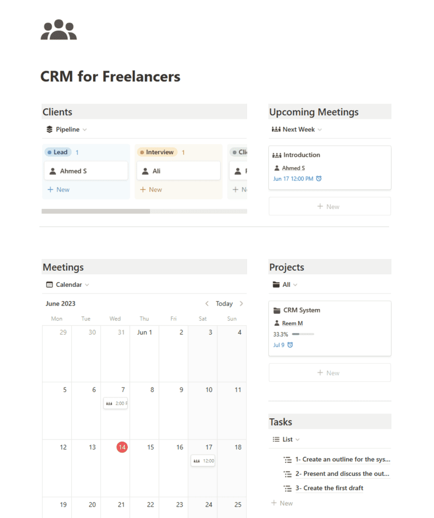 notion crm freelancers