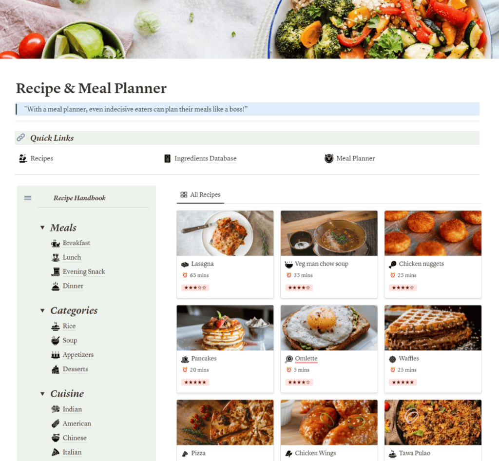 recipe and meal planner