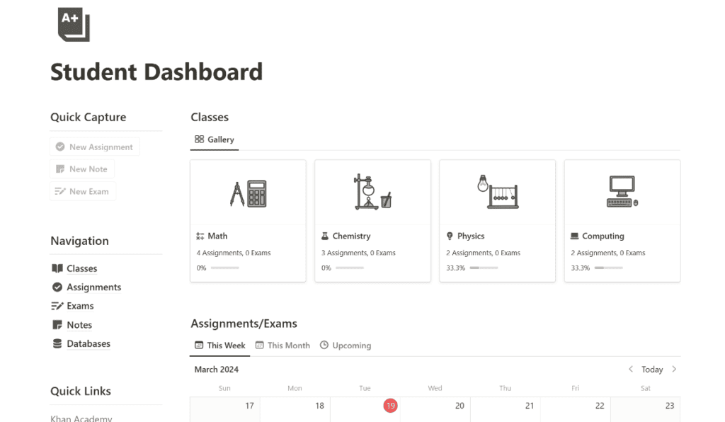 student dashboard