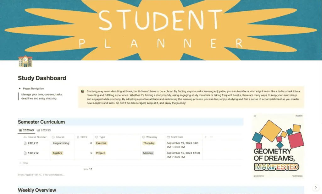 study planner by kristina